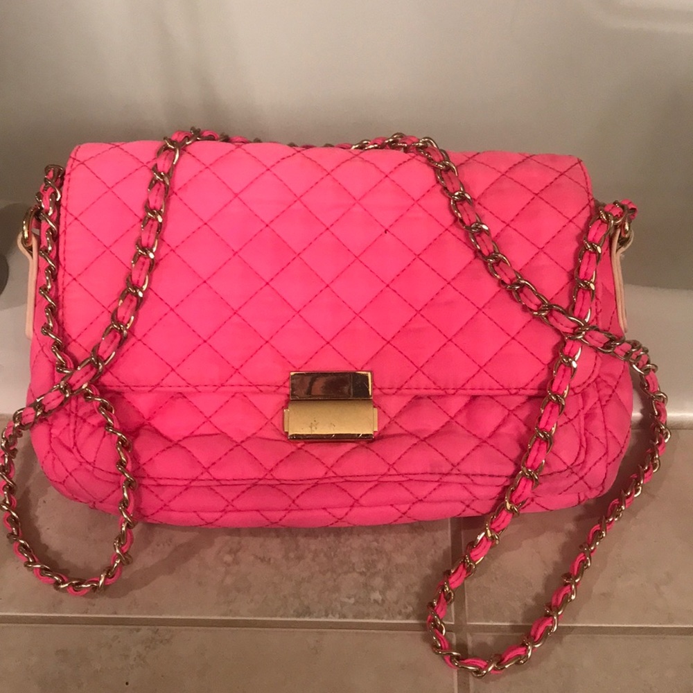 Pink flap bag gold hardware